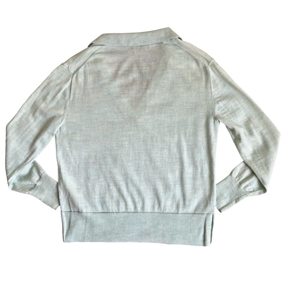 J. Crew Mint Green Merino Wool Light Academia Long Sleeve Polo Tennis Core Sz M - Picture 12 of 16